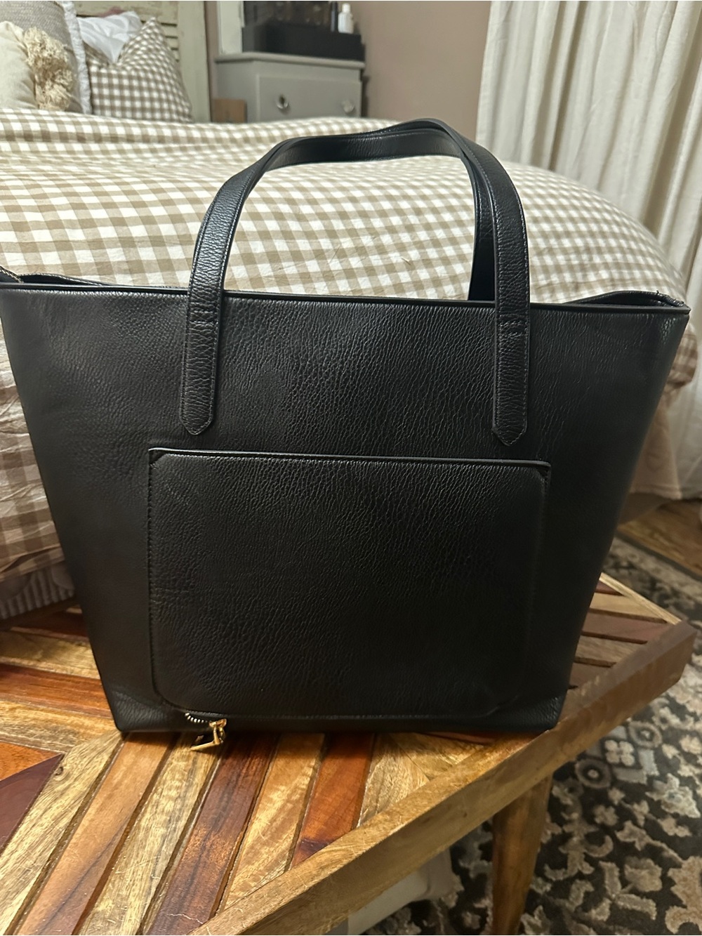 Poppy & Peonies Black Pebbled Tote - Picture 2 of 7